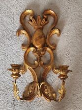 Vintage Nettle Creek Florentine Style Carved Gilt Wood Candle Sconce Heraldic picture