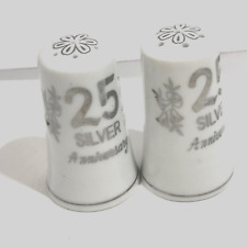 Vtg 25th Silver ANNIVERSARY Salt Pepper SHAKERS H-734 NORCREST China Japan picture