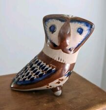 Vintage Tonala Mexican Pottery Owl Folk Art 3.75