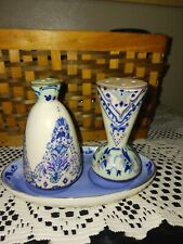 Anthropologie Salt and Pepper Shakers Plum Lilia Pattern picture