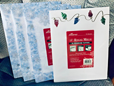 Lot of 4 NEW- Metallic trim Computer Printer Stationary Paper Christmas 8.5x11 picture