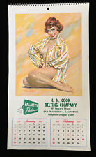 Vintage 1958 Pin Up Girl Calendar COMPLETE HN Cook Belting Co. San Francisco CA picture