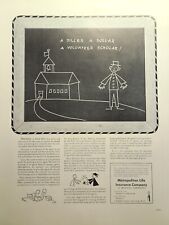 Metropolitan Life Insurance School Chalkboard Scholar Vintage Print Ad 1941 picture