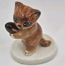 Vintage Mann 1980’s Orange Cat Playing Football Sports Ceramic Figurine picture