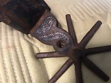 Vintage Eight Point Mexican Charro Cowboy Wrought Iron Horse Spur Leather Strap picture