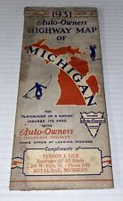 1931 Auto Owners Insurance Highway Map Michigan Royal Oak Vernon Lile Gousha IL picture