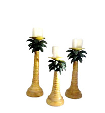 Set of 3 Large Tropical Palm Candle Holder picture