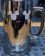 Official Walt Disney Mickey Mouse Glass Mug Beer Stein Silver Fade Mercury 1990s picture