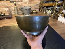 Antique Primitive 18th/19th Century Tinned Copper Bowl, 8” Footed picture