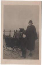 1927 RPPC Dutch family with baby pram, carriage, coach - Real Photo Postcard picture