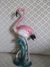 Vintage Pink Flamingo Art Deco Style Ceramic MCM 1950s 10 inch Tall Figurine picture