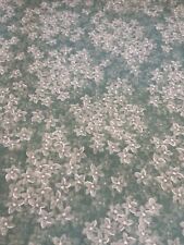 1970’s Vintage￼ Teal Green White Flower Prairie Fabric Print 5 Yards 44” Wide picture