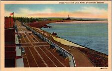 Evansville IN-Indiana, Dress Plaza And Ohio River, Vintage Postcard picture