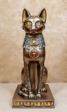 Ancient Egyptian Bastet in Bronze Patina Finish Figurine Feline Cat Goddess 12