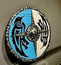 Wooden Viking Shield, Handcrafted Round Viking Shield, Wall Décor Shield Gift picture