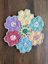 Vintage grandmother flower garden quilt block, candle mat, mug rug, placemat picture