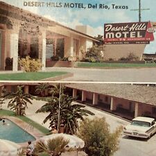 Postcard TX Del Rio Desert Hills Motel Roadside Americana 1950s picture