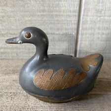 Vintage Chinese Duck Shaped Pewter & Brass Trinket Box  picture