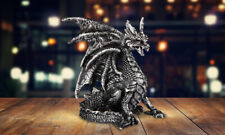 Medieval Silver Dragon Statue 3.75