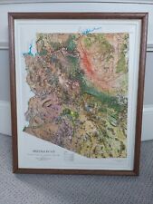 VINTAGE 3D Topographical Map of ARIZONA Framed Kistler Graphics 1977  picture