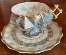 Royal Halsey Mint Lusterware Gold Footed Teacup & Saucer picture