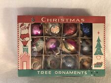 Vtg Fantasia Brand Box Of 12 Mercury Glass Christmas Ornaments picture