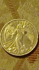Guardian Angel Token Coin Medal Gold Tone Metal/ winged Angel with halo  picture