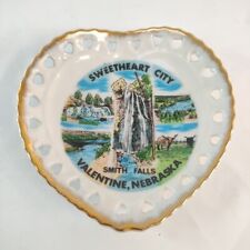 Vtg 1960'S Valentine Nebraska Heart Shaped Souvenir Plate Gold Trim Smith Falls picture