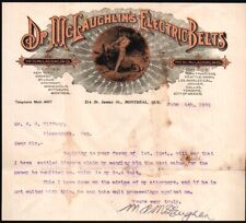 1909 Montreal Canada - Dr McLaughlins Electric Belts - Color Letter Head Bill picture