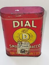 Vintage DIAL Tobacco Tin W/Seal Fresh Sticker B & W Product Match Sticker Bottom picture