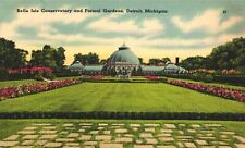 Belle Isle Conservatory & Formal Gardens Postcard Detroit Michigan Flowers c1935 picture