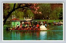 Boston MA-Massachusetts, Swan Boat And Public Gardens, Antique Vintage Postcard picture