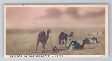 Cairo Egypt, RPPC, Natives In The Desert, Camels, Antique, Vintage Postcard picture