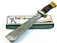 BABA CUSTOM HANDMADE DAMASCUS Steel Hunting Bowie Knife with Bone, Wood Handle picture