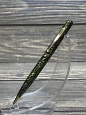 Vintage Wasp Ballpoint Ink Pen Green Black Checkered Gold Trim  picture