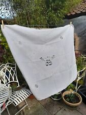 Large Vintage Linen Tablecloth With Cutwork picture
