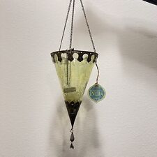 Vintage Crackled Glass Hanging Tea Light Holder Silver Metal Frame Embellishment picture