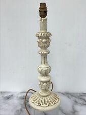 VINTAGE CARVED WOOD PAINTED TABLE LAMP, FAUX CANDLESTICK LAMP, ITALIAN STYLE picture
