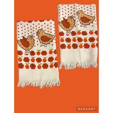 Vintage Leshner Partridge 1970's Dish Towels Set Of Two NOS picture
