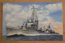 Destroyer At Sea U.S. Navy Postcard picture