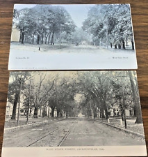 RPPC Postcards 1908-1911 Jacksonville Illinois State Street Scene Trolley Tracks picture