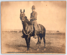Original Old Vintage Outdoor Real Photo Military Soldier Gentleman Black Horse picture