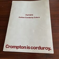 Vtg Crompton Fabric Fall 1975 Corduroy Jet Cords Fabric Swatch Sample Catalogue picture