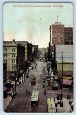 1910 Aerial View Second Avenue Looking North Trolley Seattle Washington Postcard picture