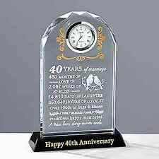  40th Wedding Anniversary Glass Quartz Clock Gifts for Couple 40th Anniversary picture