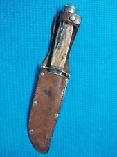 💯Vintage Emil Voos Genuine Stag Handle German Fixed Blade Knife w/ Original... picture