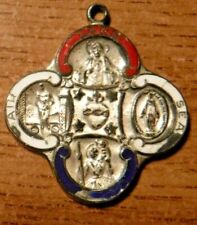 Vintage Creed WWII Sterling Silver and Enamel Catholic Land, Sea, Air Medal  picture