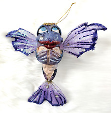 Vintage December Diamonds Angelica the Angel Fish Purple Christmas Ornament picture