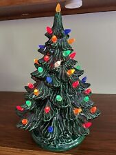 Vintage  Ceramic Lighted Christmas Tree 17” Holly Base All Lights Excellent Cond picture
