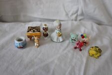 9 Miniature Collectible Figurines, Bunny, Bears, Girl, Heart, Frog + picture
